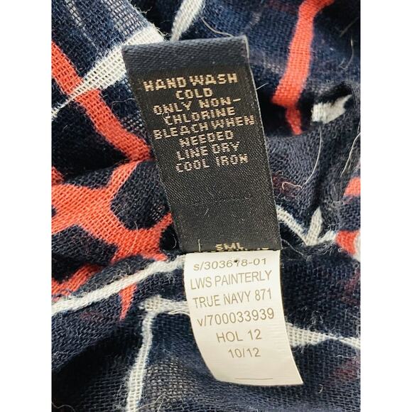 Banana Republic Viscose Scarf Blue Coral Pink White 76" x 25" Raw Fringe Plaid - Picture 5 of 6